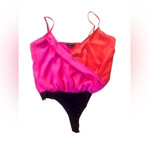 NWOT Strut & Bolt Orange Pinn Silk Boutique Tank Bodysuit Size Medium